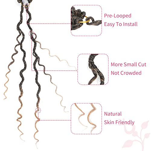 Alicoco Goddess Locs Crochet Hair 14 Inch 8 Packs - Boho Faux Locs with Curly Ends, Pre-Looped for Women