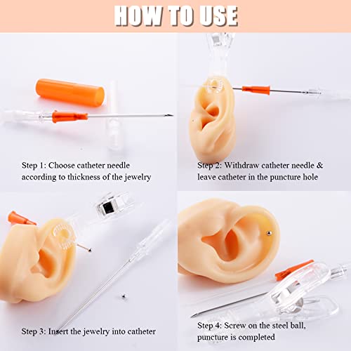 Autdor 22G Catheter Piercing Needles 50PCS - Disposable Hollow Needles for Ear, Nose, Lip & Cartilage Piercing - Variation of THIS listing