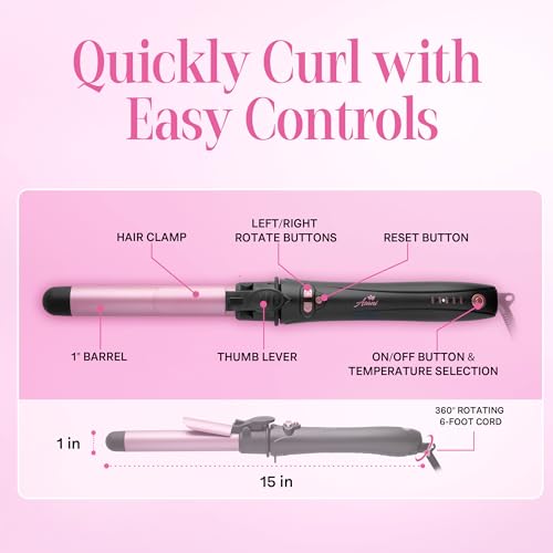 1 Inch Rotating Curling Iron for Beach Waves - Automatic Hair Curler
