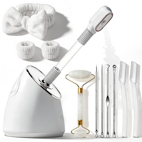 Pjordo Facial Steamer Spa Kit with Skin Care Tools - Deep Cleansing & Blackhead Removal