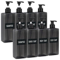 Gray 16.9oz Refillable Shampoo & Conditioner Dispenser Set - 8pcs with Labels