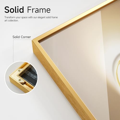 Cuspin 16x24 Inch Modern Gold Wall Art Set - 3 Pieces, Framed Luxury Decor