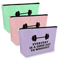 Weightlifting Fitness 3PCS Travel Cosmetic Pouch - Workout & Bodybuilding Gift for Women, Trainer, Sister, Friends - Inspirational Christmas & Birthday Gift for Her