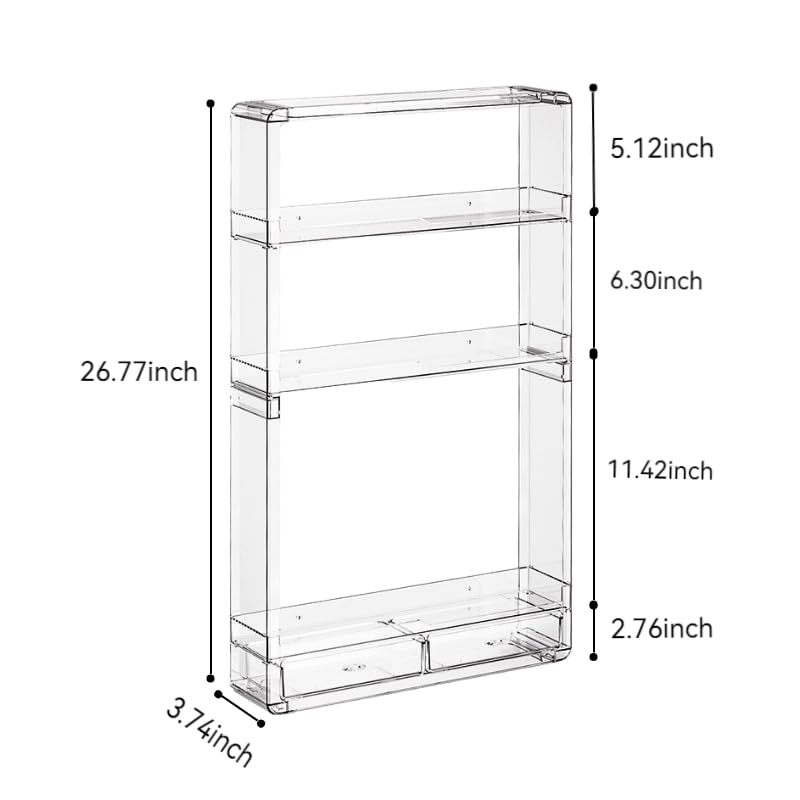 Wall Acrylic Display Shelves with Dividable Bins - Multi-Tier Bathroom & Kitchen Organizer