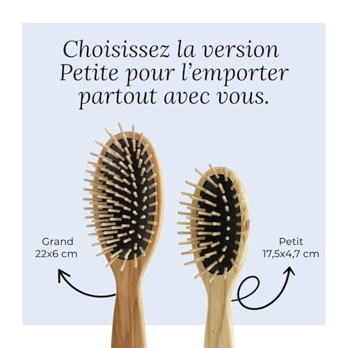 TEK Small Oval Wooden Hair Brush with Short Pins - Natural Ash, Detangling & Styling