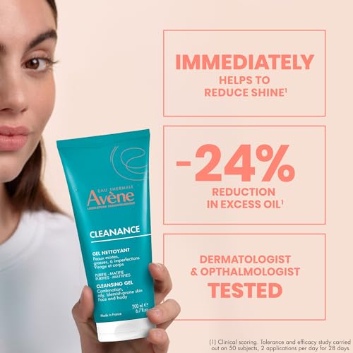 Avène Cleanance Cleansing Gel for Oily, Acne-Prone Skin 6.7 Fl Oz - Soap-Free, Non-Comedogenic, Alcohol-Free