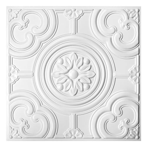 WOWSTAR White PVC Drop Ceiling Tiles 24x24 Inches - Pack of 24
