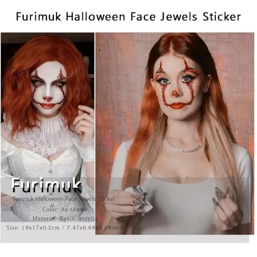Halloween Face Gems Jewels Tattoos for Women, Day of the Dead Skull Rhinestone Crystal Stones Body Gems Makeup Sticker for Halloween Festival Rave Party Cosplay (Medium, Count, 1)