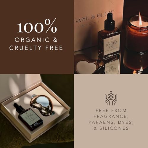Gua Sha Facial Tools and Gua Sha Oil Skincare Gift Set - Gua Sha Set Consists of 100% Pure Jojoba Oil with Bakuchiol Serum and Vitamin E (30ml), and Stainless Steel Cryo Guasha Tool for Face by TRIONI