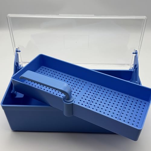 Portable Nail Art Tool Sterilizer Tray with Strainer and Cover - Blue