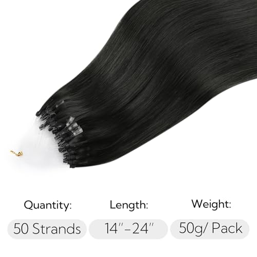 Micro Link Hair Extensions Human Hair 16 Inch Natural Black #1B 50g - Hotbanana Variation of #1B Natural Black / 16-50g-50s