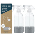 White Refillable Glass Spray Bottles Pack of 2 - 16 Oz for Cleaning, with Silicone Sleeve