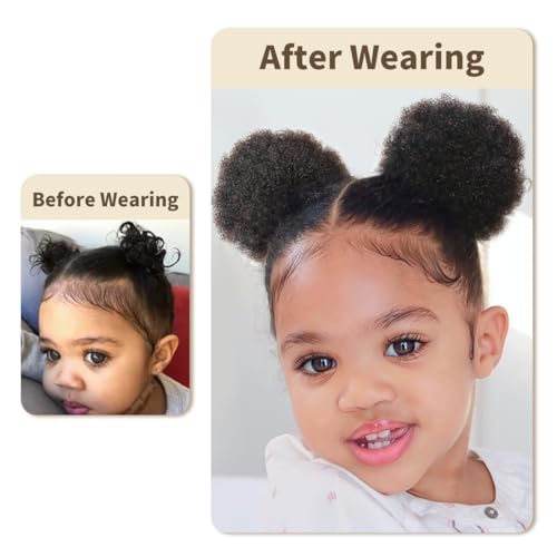 Natural Black Ponytail Extension 6inch Human Hair Afro Puff for Girls - Medium Variation 1PCS