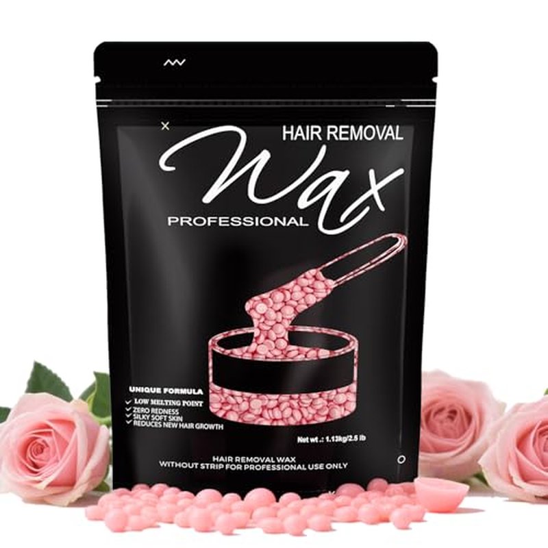 2.5lb Wax Beads, Hard Wax Beads with Coarse Hair Formula -Wax Beads for Hair Removal Sensitive Skin Women, Idea for Full Body, Legs, Face,Bikini and Brazilian (Rose)