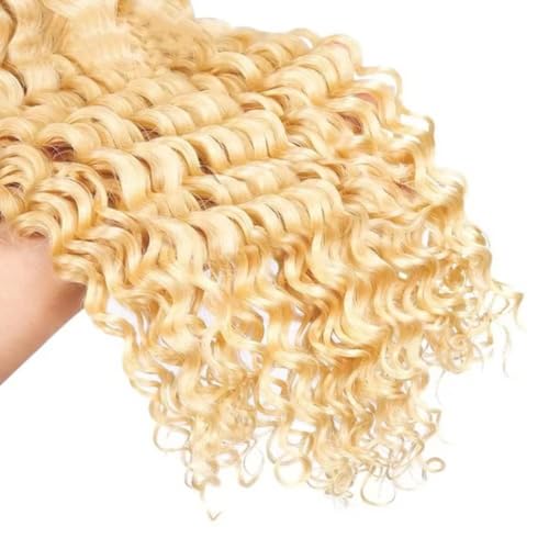 613 Blonde Deep Wave Braiding Hair Bundles - Brazilian Remy Natural Bulk Hair 20in