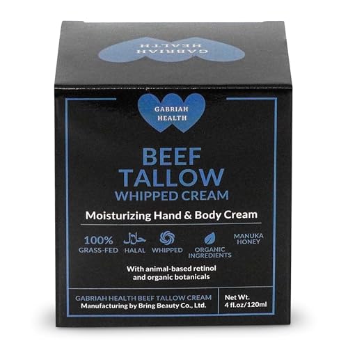 Beef Tallow Face & Body Cream ? Halal, 100% Grass-Fed Cow Tallow with Manuka Honey, Shea Butter, Vitamin E, Collagen & Peptides ? Deep Moisturizing Skin Cream Net Wt. 4 oz (113 g)
