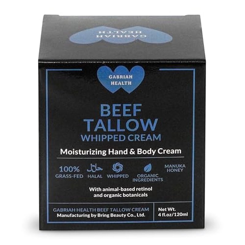 Beef Tallow Face & Body Cream ? Halal, 100% Grass-Fed Cow Tallow with Manuka Honey, Shea Butter, Vitamin E, Collagen & Peptides ? Deep Moisturizing Skin Cream Net Wt. 4 oz (113 g)