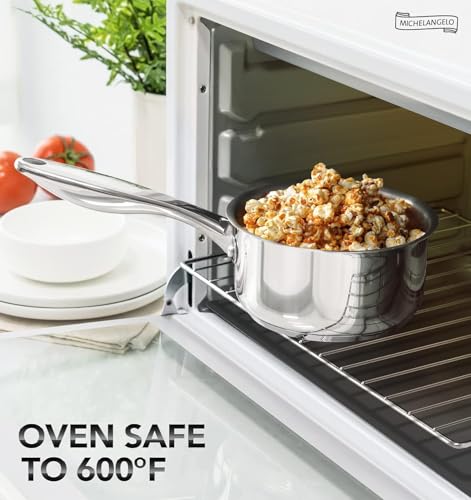 Full Tri-Ply Stainless Steel Saucepan Set with Lids - 1QT, 2QT, 3QT, Induction Compatible