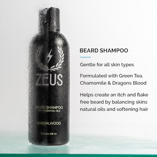 ZEUS Starter Beard Wash & Beard Oil Kit for Men, Softens, Hydrates & Moisturizes Facial Hair, Promotes Healthy Growth & Shine (Made In USA) Vanilla Rum