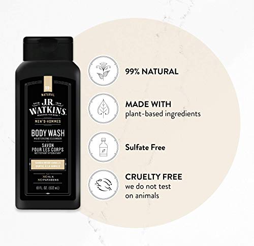 Men's Body Wash with Sandalwood Vanilla - 18 Fl Oz, Pack of 6 - Moisturizing & SLS-Free