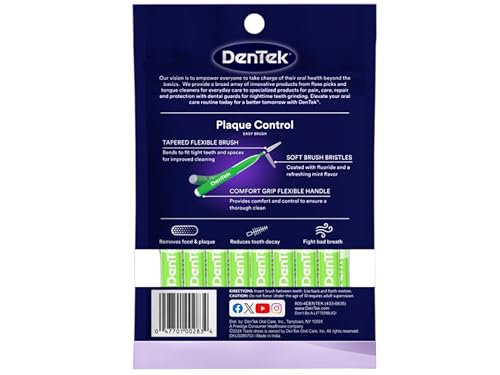DenTek Easy Brush Interdental Cleaners Pack of 6 - Extra Tight 2.0-3.0mm Flexible Dental Picks with Mint