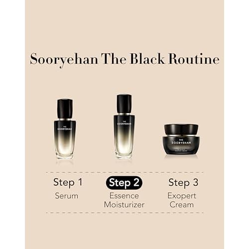 Sooryehan The Black (Essence Moisturizer, 130ml/4.4fl oz) - Lightweight Cream for Moisture Barrier, Rejuvenate Dull, Aging Skin. Premium Korean Skin Care. Black Yeast, Hyaluronic Acid,