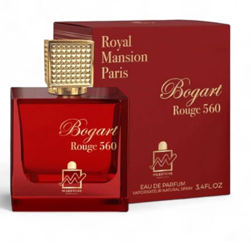 Unisex Eau de Parfum 3.4 oz - Milestone Bogart Rouge 560 with Jasmine, Saffron & Amberwood