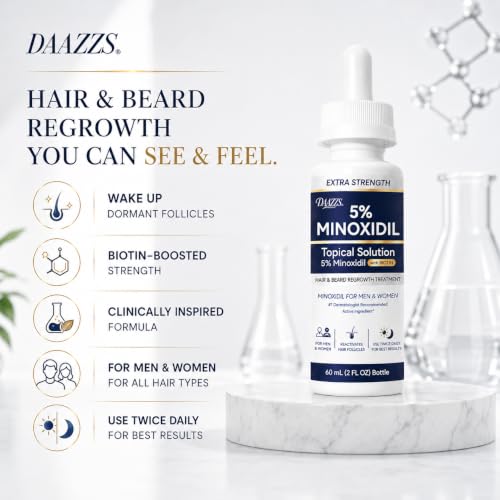 Minoxidil Hair & Beard Growth Serum - 3 Pack Dropper 3pcs - Unisex, 5%, 6 Fl Oz