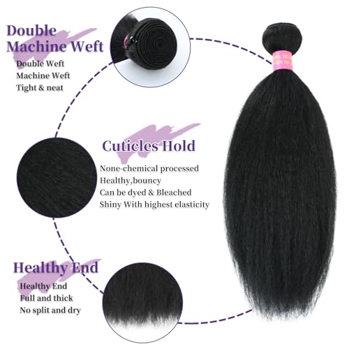 18 Inch Kinky Straight Human Hair Bundles - Unprocessed Brazilian Virgin Hair