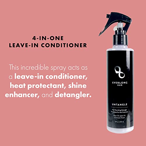 Leave-In Detangler Spray for Hair Extensions & Wigs with Keratin, Argan & Jojoba Oil - All Hair Types