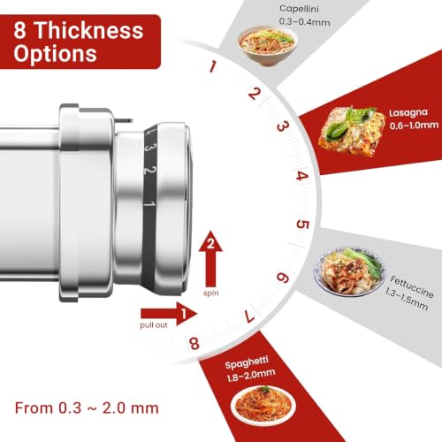 NEWSETS 3-Piece Pasta Maker Attachments for KitchenAid Stand Mixers - Stainless Steel, Adjustable Thickness, Fettuccine & Spaghetti Cutter, Variation 3