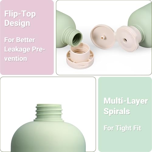 Green Plastic Refillable Travel Shampoo & Conditioner Bottles - 13.5oz Pack of 2
