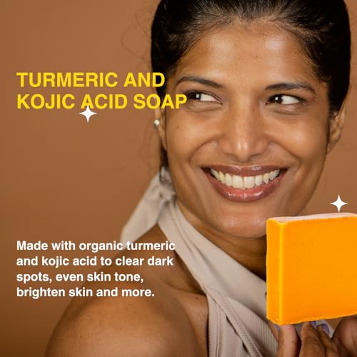 Turmeric Skin Cleansing Soap - Natural Glow Face & Body Cleanser for Acne, Dark Spots & Scars, Gentle for All Skin Types - 2 Bars (4.5 oz)