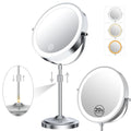 9-Inch Lighted Makeup Mirror with 1X/20X Magnification - Chrome, Adjustable Height