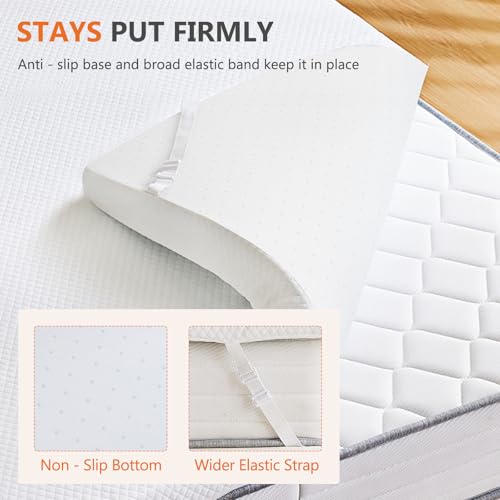 Sweetcrispy King Memory Foam Mattress Topper 2 Inch Gel Infused, White