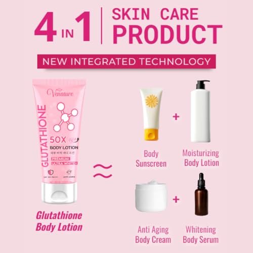 Glutathione 50x Tone Up Body Lotion - Hydrating & Brightening, 1 Fl Oz Pack of 3