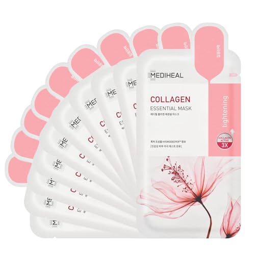 Korean Collagen Sheet Mask Pack of 10 - Firming & Hydrating Face Masks for All Skin Types