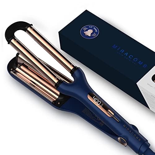 MIRACOMB Titanium Deep Waver Hair Crimper for Wavy & Curly Hair, Dual Voltage