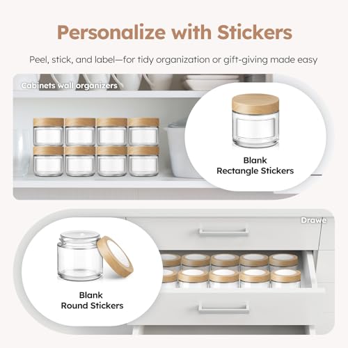 Clear Glass Jars with Woodgrain Lids - 2 oz, 36 Pack, Travel & Storage