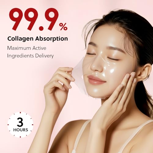 Collagen Deep Absorbing Hydrogel Mask, Korean Collagen Hydrogel Mask, Overnight Face Mask, Hydrating, Glass skin, Rejuvenation, Korean Skincare, 34g x 5ea