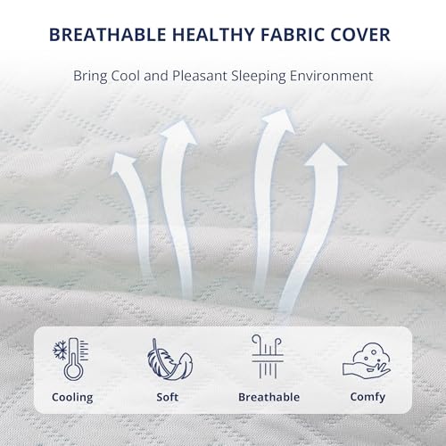 EGOHOME 3 Inch Queen Memory Foam Mattress Topper with Removable Cover - Cooling & Support
