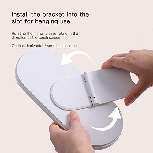 HPYDIY Portable LED Makeup Mirror with Storage Box - White, Dimmable & Rotatable Travel Cosmetic Organizer