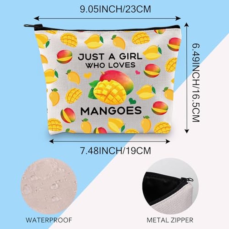 Gzrlyf Just a Girl Who Loves Mangoes Mango Makeup Bag Mango Lovers Mango Girl Makeup Bag Funny Mango Lover Gifts (Just mangos)