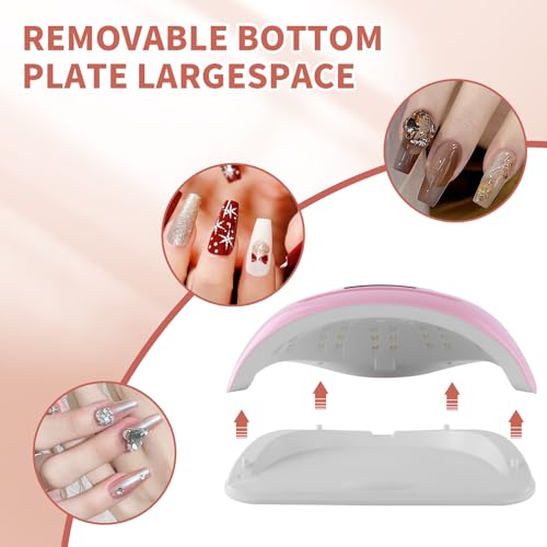 Pink 268W UV LED Nail Lamp for 2 Hands/Feet Large Curing Space - Manicure Tool
