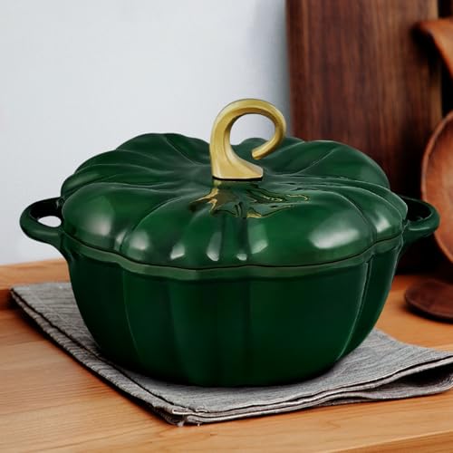 Pumpkin Dutch Oven Pot 3.8 Qt Enameled Cast Iron Halloween Decor