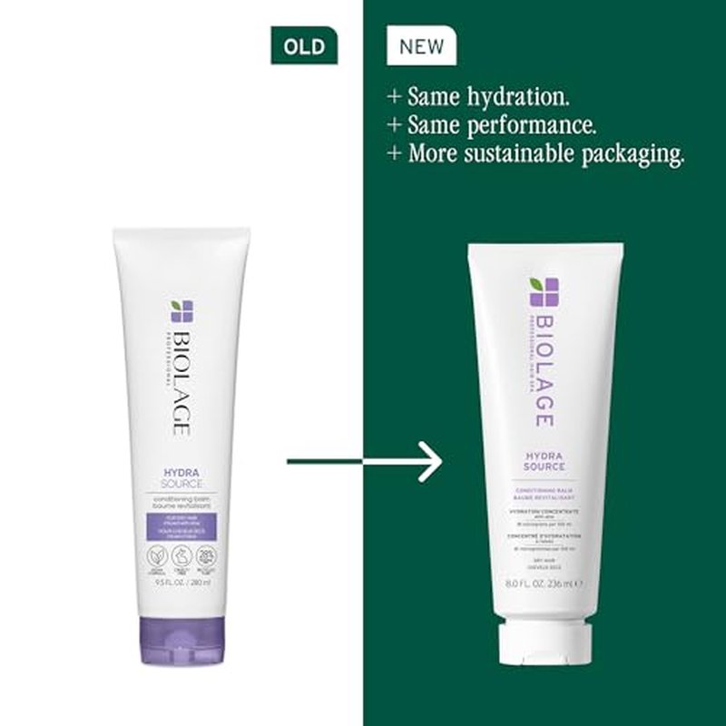 Biolage Hydra Source Shampoo & Conditioning Balm Set - Deeply Hydrates & Moisturizes Dry Hair, Infused with Fermented Aloe & Micro-Filtered Hyaluronic Acid, Vegan & Paraben-Free