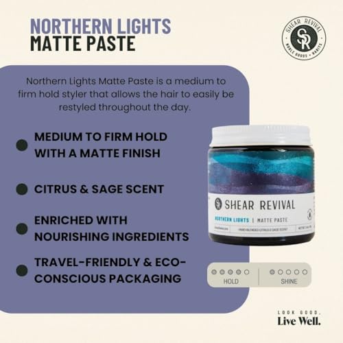 Shear Revival Northern Lights Matte Hair Paste - Firm Hold, Texturizing Styling Product, 3.4 oz