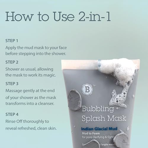 BLITHE Bubbling Splash Mask Pore Care for Face - Indian Healing Clay Mask Mud for Pore Tightening & Blackhead Remover, Korean Face Mask Skin Care for Oily Skin & Pimple 4 Fl Oz