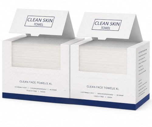 Disposable Face Towels XL Pack of 2 - Sensitive Skin, Makeup Remover, Lint-Free, 100 Count