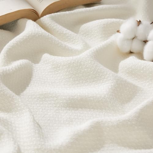 Oversized King Cotton Blanket with Herringbone Weave - Cream - Bedsure